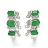 Argolla Huggie 02.210.0160.5.15 Rodio Laminado, Diseño de Elefante, con Zirconia Cubica Verde y Blanca, Pulido, Rodinado