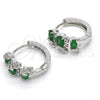 Argolla Huggie 02.210.0160.5.15 Rodio Laminado, Diseño de Elefante, con Zirconia Cubica Verde y Blanca, Pulido, Rodinado