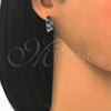 Argolla Huggie 02.210.0160.6.15 Rodio Laminado, Diseño de Elefante, con Zirconia Cubica Zafiro Azul y Blanca, Pulido, Rodinado