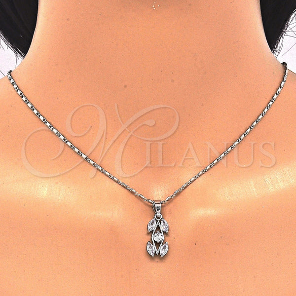 Juego de Arete y Dije de Adulto 10.210.0067.5 Rodio Laminado, con Zirconia Cubica Blanca, Pulido, Rodinado