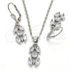Juego de Arete y Dije de Adulto 10.210.0067.5 Rodio Laminado, con Zirconia Cubica Blanca, Pulido, Rodinado