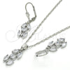 Juego de Arete y Dije de Adulto 10.210.0067.5 Rodio Laminado, con Zirconia Cubica Blanca, Pulido, Rodinado