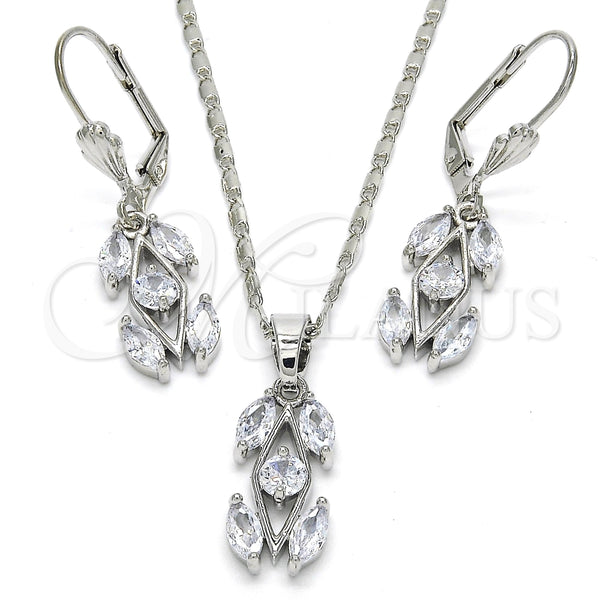 Juego de Arete y Dije de Adulto 10.210.0067.5 Rodio Laminado, con Zirconia Cubica Blanca, Pulido, Rodinado
