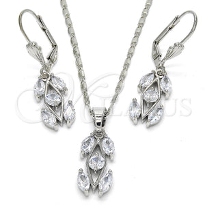 Juego de Arete y Dije de Adulto 10.210.0067.5 Rodio Laminado, con Zirconia Cubica Blanca, Pulido, Rodinado