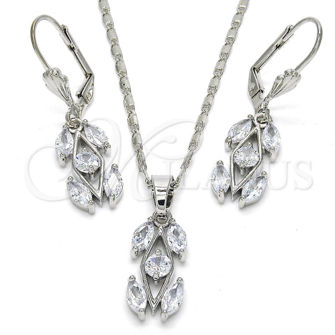 Juego de Arete y Dije de Adulto 10.210.0067.5 Rodio Laminado, con Zirconia Cubica Blanca, Pulido, Rodinado