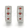 Argolla Huggie 02.210.0056.6.15 Rodio Laminado, con Zirconia Cubica Granate y Blanca, Pulido, Rodinado