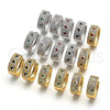 Argolla Huggie 02.210.0056.6.15 Rodio Laminado, con Zirconia Cubica Granate y Blanca, Pulido, Rodinado