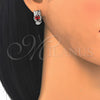 Arete Dormilona 02.210.0161.5 Rodio Laminado, Diseño de Búho, con Zirconia Cubica Granate y Blanca, Pulido, Rodinado