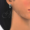 Arete Dormilona 02.210.0161.6 Rodio Laminado, Diseño de Búho, con Zirconia Cubica Verde y Blanca, Pulido, Rodinado