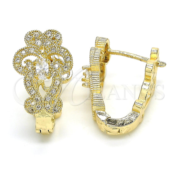 Argolla Huggie 02.217.0096.15 Oro Laminado, con Blanca Zirconia Cubica, Pulido, Tono Dorado