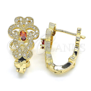 Argolla Huggie 02.217.0096.1.15 Oro Laminado, con Granate and Blanca Zirconia Cubica, Pulido, Tono Dorado