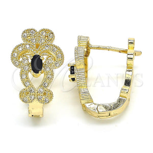 Argolla Huggie 02.217.0096.2.15 Oro Laminado, con Negro and Blanca Zirconia Cubica, Pulido, Tono Dorado