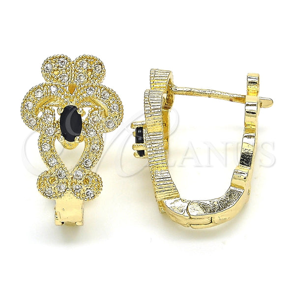 Argolla Huggie 02.217.0096.2.15 Oro Laminado, con Negro and Blanca Zirconia Cubica, Pulido, Tono Dorado