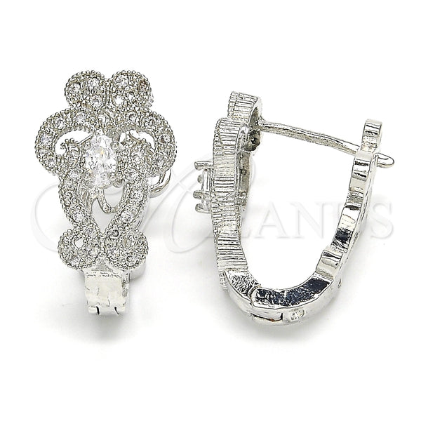 Argolla Huggie 02.217.0096.3.15 Rodio Laminado, con Zirconia Cubica Blanca, Pulido, Rodinado