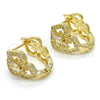Argolla Huggie 02.217.0095.15 Oro Laminado, Diseño de Corazón, con Blanca Zirconia Cubica, Pulido, Tono Dorado