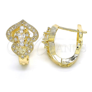 Argolla Huggie 02.217.0095.15 Oro Laminado, Diseño de Corazón, con Blanca Zirconia Cubica, Pulido, Tono Dorado