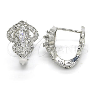 Argolla Huggie 02.217.0095.4.15 Rodio Laminado, Diseño de Corazón, con Zirconia Cubica Blanca, Pulido, Rodinado