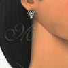 Argolla Huggie 02.217.0095.5.15 Rodio Laminado, Diseño de Corazón, con Zirconia Cubica Granate y Blanca, Pulido, Rodinado