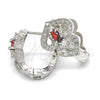Argolla Huggie 02.217.0095.5.15 Rodio Laminado, Diseño de Corazón, con Zirconia Cubica Granate y Blanca, Pulido, Rodinado