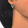 Argolla Huggie 02.217.0095.6.15 Rodio Laminado, Diseño de Corazón, con Zirconia Cubica Negro y Blanca, Pulido, Rodinado