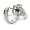 Argolla Huggie 02.217.0095.6.15 Rodio Laminado, Diseño de Corazón, con Zirconia Cubica Negro y Blanca, Pulido, Rodinado
