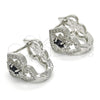 Argolla Huggie 02.217.0095.6.15 Rodio Laminado, Diseño de Corazón, con Zirconia Cubica Negro y Blanca, Pulido, Rodinado