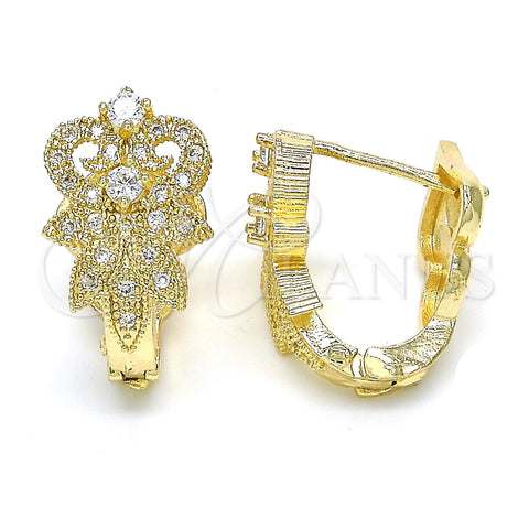 Argolla Huggie 02.217.0093.15 Oro Laminado, con Blanca Zirconia Cubica, Pulido, Tono Dorado