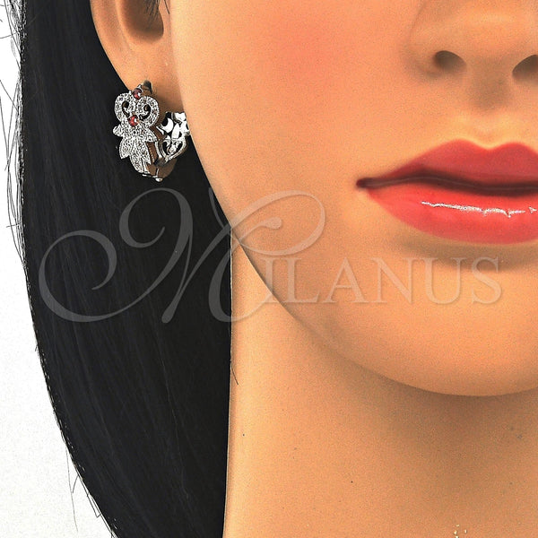 Argolla Huggie 02.217.0093.5.15 Rodio Laminado, con Zirconia Cubica Granate y Blanca, Pulido, Rodinado