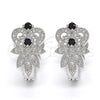 Argolla Huggie 02.217.0093.6.15 Rodio Laminado, con Zirconia Cubica Negro y Blanca, Pulido, Rodinado