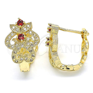 Argolla Huggie 02.217.0094.1.15 Oro Laminado, con Granate and Blanca Zirconia Cubica, Pulido, Tono Dorado