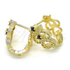 Argolla Huggie 02.217.0094.3.15 Oro Laminado, con Negro and Blanca Zirconia Cubica, Pulido, Tono Dorado