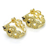 Argolla Huggie 02.217.0094.3.15 Oro Laminado, con Negro and Blanca Zirconia Cubica, Pulido, Tono Dorado