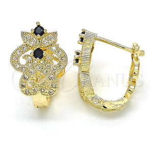 Argolla Huggie 02.217.0094.3.15 Oro Laminado, con Negro and Blanca Zirconia Cubica, Pulido, Tono Dorado