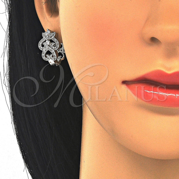 Argolla Huggie 02.217.0094.4.15 Rodio Laminado, con Zirconia Cubica Blanca, Pulido, Rodinado
