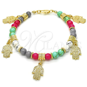 Pulsera de Dije 03.63.1910.08 Oro Laminado, Diseño de Mano de Dios, Pulido, Tono Dorado (06 MM Thickness, 8 Inches Length)
