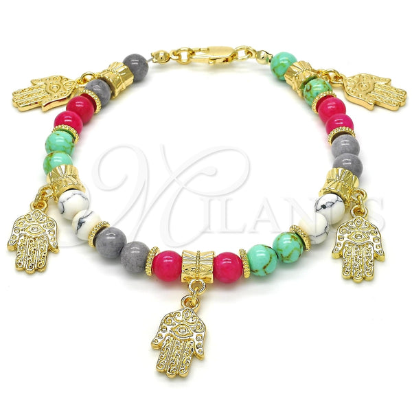 Pulsera de Dije 03.63.1910.08 Oro Laminado, Diseño de Mano de Dios, Pulido, Tono Dorado (06 MM Thickness, 8 Inches Length)