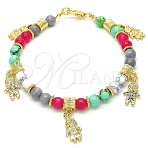Pulsera de Dije 03.63.1911.08 Oro Laminado, Diseño de Niñito Pequeño y Niñita Pequeña, Pulido, Tono Dorado (06 MM Thickness, 8 Inches Length)