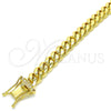 Pulsera Básica 03.278.0003.09 Acero Inoxidable, Diseño de Miami Cubana, con Blanca Zirconia Cubica, Pulido, Tono Dorado (08 MM Thickness, 9 Inches Length)