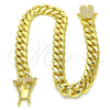 Pulsera Básica 03.278.0003.09 Acero Inoxidable, Diseño de Miami Cubana, con Blanca Zirconia Cubica, Pulido, Tono Dorado (08 MM Thickness, 9 Inches Length)