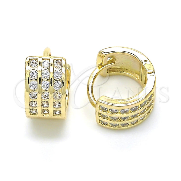 Argolla Huggie 02.221.0056.12 Oro Laminado, con Blanca Zirconia Cubica, Pulido, Tono Dorado