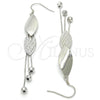 Arete Largo 02.183.0026 Plata Rodinada, Diseño de Oja, Pulido, Rodinado