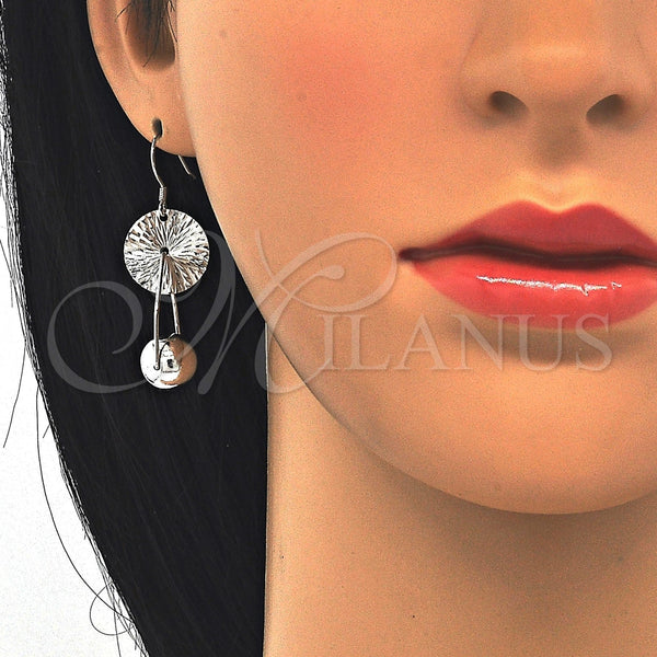 Arete Colgante 02.183.0031 Plata Rodinada, Diseño de Bola, Pulido, Rodinado