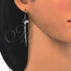 Arete Largo 02.183.0032 Plata Rodinada, Diseño de Mariposa, con Zirconia Cubica Blanca, Pulido, Rodinado