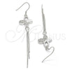 Arete Largo 02.183.0032 Plata Rodinada, Diseño de Mariposa, con Zirconia Cubica Blanca, Pulido, Rodinado