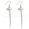 Arete Largo 02.183.0032 Plata Rodinada, Diseño de Mariposa, con Zirconia Cubica Blanca, Pulido, Rodinado
