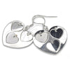 Arete Colgante 02.183.0033 Plata Rodinada, Diseño de Corazón, Pulido, Rodinado