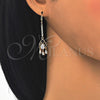 Arete Largo 02.210.0170 Oro Laminado, Diseño de Gota, con Blanca Zirconia Cubica, Pulido, Tono Dorado