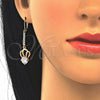 Arete Largo 02.210.0177 Oro Laminado, con Blanca Zirconia Cubica, Pulido, Tono Dorado