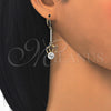 Arete Largo 02.210.0177 Oro Laminado, con Blanca Zirconia Cubica, Pulido, Tono Dorado