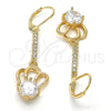 Arete Largo 02.210.0177 Oro Laminado, con Blanca Zirconia Cubica, Pulido, Tono Dorado